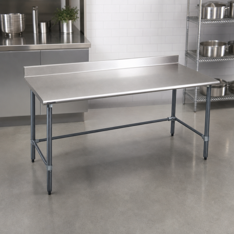 Product image #3 for Eagle Group BlendPort Deluxe Series Stainless Steel Work Table with 4-1/2 Inch Backsplash and Galvanized Base, 84 x 30 Inches
