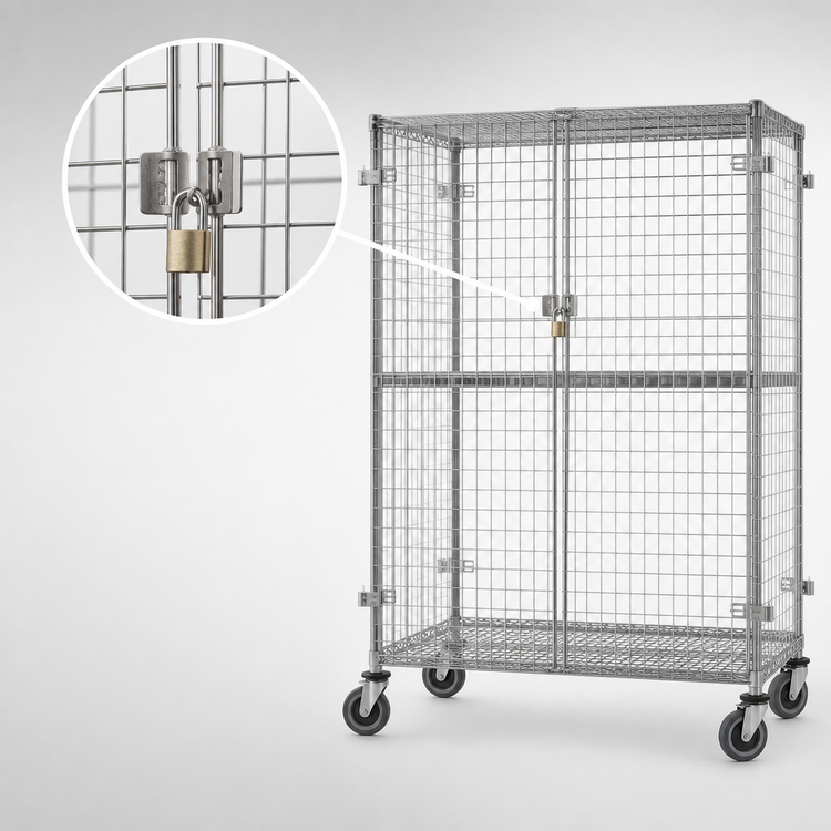 Product image #3 for Eagle Group QuadTruss Mobile Open Wire Security Cage with Padlock Hasps, 51-1/4 W x 27-1/4 D x 69 H Inches