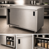 Thumbnail image #3 for Advance Tabco Special Value Economy Enclosed Work Table with Cabinet Base and Sliding Doors, 84 x 30 Inch, 16 Gauge 304 Stainless Steel Top