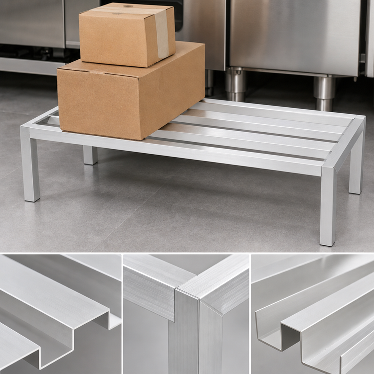 Product image #3 for Channel Manufacturing HD2448 Heavy-Duty E-Channel Aluminum Dunnage Rack, 48 in. W x 24 in. D x 12 in. H, 3,000 lb. Capacity