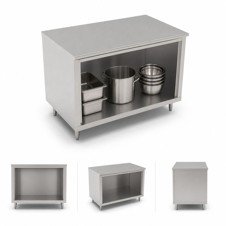 Product image #3 for John Boos Open-Front Stainless Steel Cabinet Base Work Table, Flat Top, 48" W x 36" D
