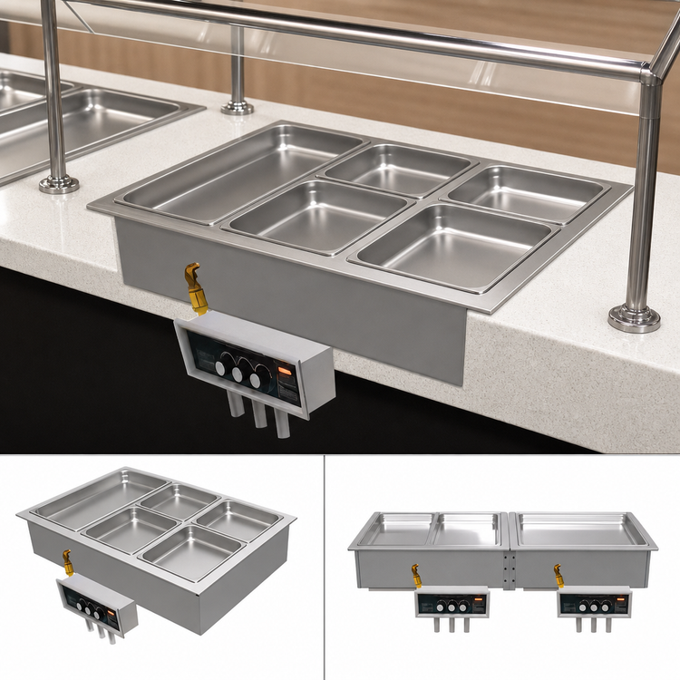 Product image #3 for Hatco Drop-In Modular/Ganged Insulated Heated Well with Drain and Auto-Fill, 1 Full-Size Pan, 750W