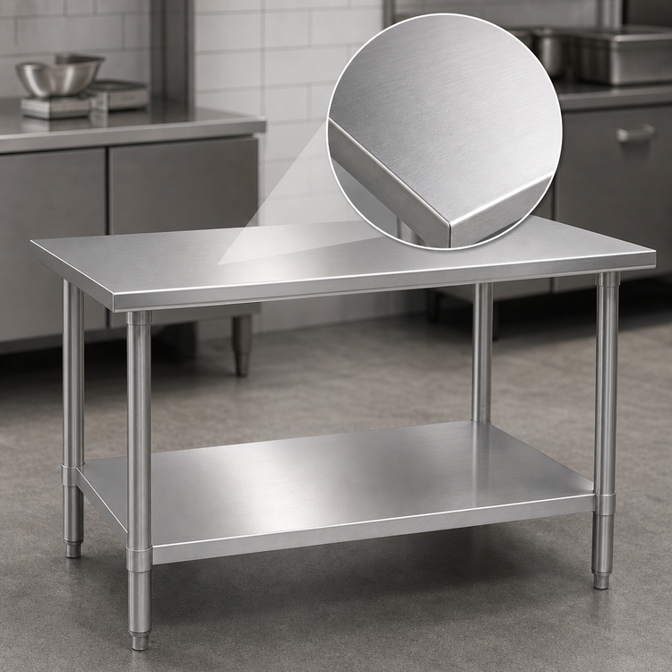 Product image #3 for Eagle Budget Series 72"W x 24"D Flat Top 430 Stainless Steel Work Table with Adjustable Undershelf
