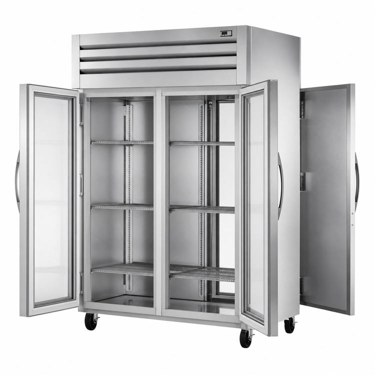 Product image #3 for True SPEC SERIES Two-Section Pass-Thru Reach-In Refrigerator with Front Glass Doors and Rear Stainless Steel Doors