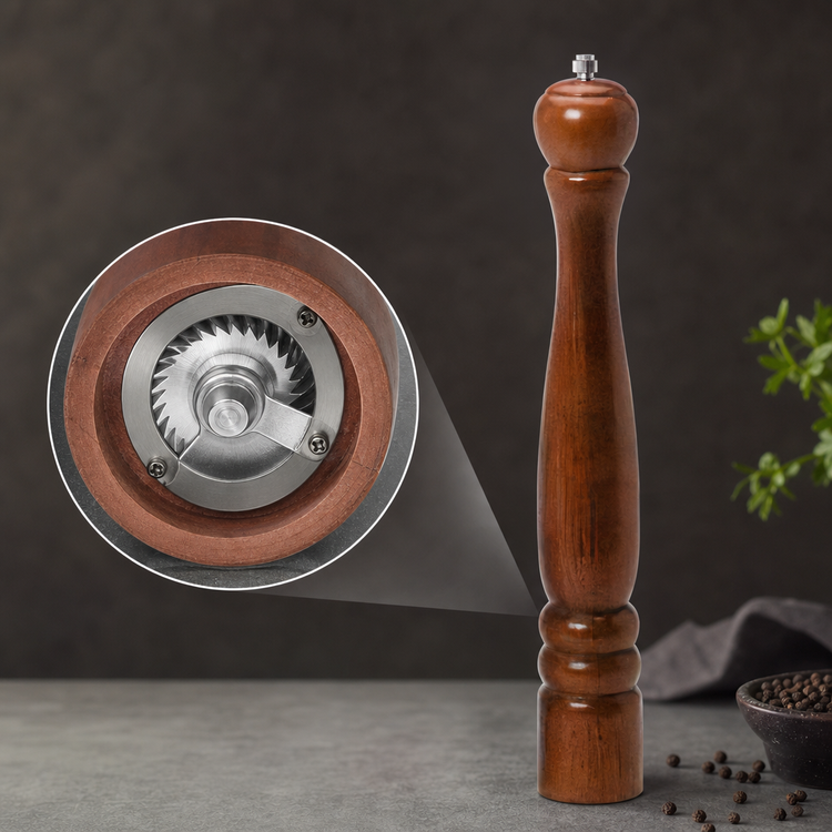 Product image #3 for 18-Inch Mahogany Wood Pepper Mill with Tempered Steel Grinding Mechanism