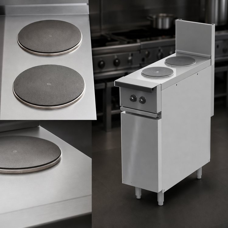Product image #3 for Vulcan Expando 12-Inch Electric Restaurant Range with 2 French Plates, 240V, Enclosed Base