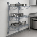 Thumbnail image #3 for Quantum WC54-CB1824GY Wall-Mounted Cantilever Shelving Starter Unit, 3 Wire Shelves, 54-Inch Posts, Gray Epoxy Antimicrobial Finish