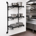 Thumbnail image #3 for Quantum Wall-Mounted Cantilever Wire Shelf Starter Unit with 3 Shelves, 54-Inch Posts, Black Epoxy Finish