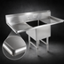Thumbnail image #3 for John Boos B Series 1-Compartment Sink with 2 Drainboards and Splash-Mount Faucet Holes, 75-1/4