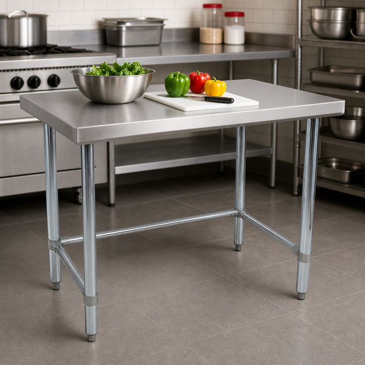 Product image #3 for BK Resources SVTOB-7224 Open Base Stainless Steel Work Table, 72W x 24D