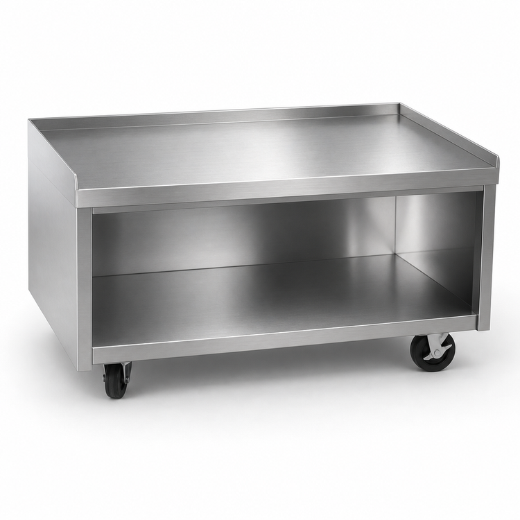Product image #3 for La Rosa Refrigeration 62-Inch Mobile Open Cabinet Base Equipment Stand with Undershelf, 24-Inch Deep, 304 Stainless Steel