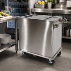 Thumbnail image #3 for Dinex DXPICE2 Mobile Stainless Steel Ice Caddy with Sliding Cover, 175-lb Capacity
