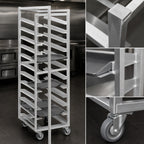 Thumbnail image #3 for Channel Manufacturing T445A3 Aluminum Cafeteria Tray Rack Cart, Single Section, End Load, 18-Tray Capacity, 15 x 20 Trays