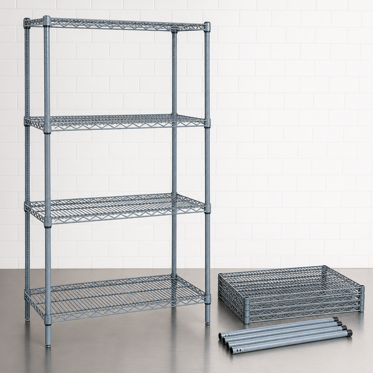Product image #3 for Quantum 24"W x 24"D x 74"H Wire Shelving Starter Kit with 4 Shelves, Gray Epoxy Antimicrobial Finish