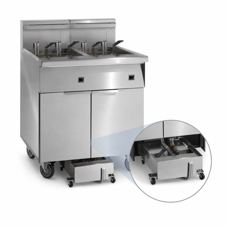 Product image #3 for Imperial Electric 6-Tank 75 lb. Floor Fryer with Built-In Space Saver Filter System and Immersed Elements