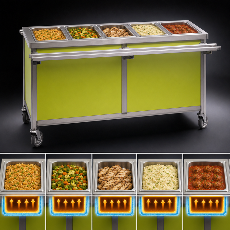 Product image #3 for Director's Choice DCS5-HFU-C 78" 5-Well Electric Mobile Hot Food Table