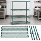 Thumbnail image #3 for Quantum WR54-1860P Stationary Wire Shelving Starter Kit, 60"W x 18"D x 54"H, Green Epoxy, 4 Shelves