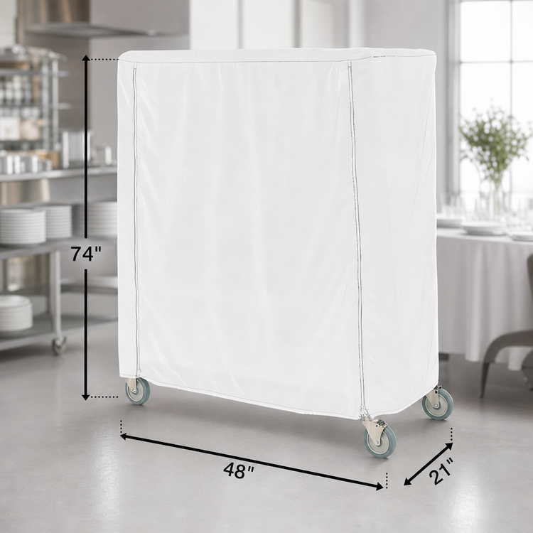 Product image #3 for Metro Waterproof Vinyl-Nylon Coated Banquet Cart Cover with PVC Zipper, 48 x 21 x 74 Inch, White