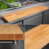 Thumbnail image #3 for John Boos 72 Inch x 8 Inch Edge Grain Northern Hard Rock Maple Steam Table Cutting Board with Adjustable Stainless Steel Supports