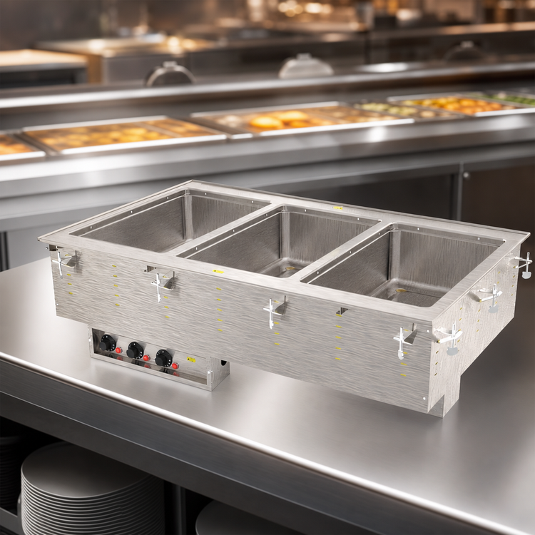 Product image #3 for Vollrath 3-Well Drop-In Hot Food Well with Auto-Fill, Wet Operation, Infinite Controls, 208-240V