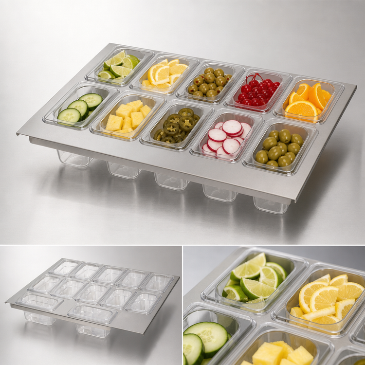 Product image #3 for Krowne BD-101 Garnish Insert with 10 Cups for Back Bar Cooler Drawers