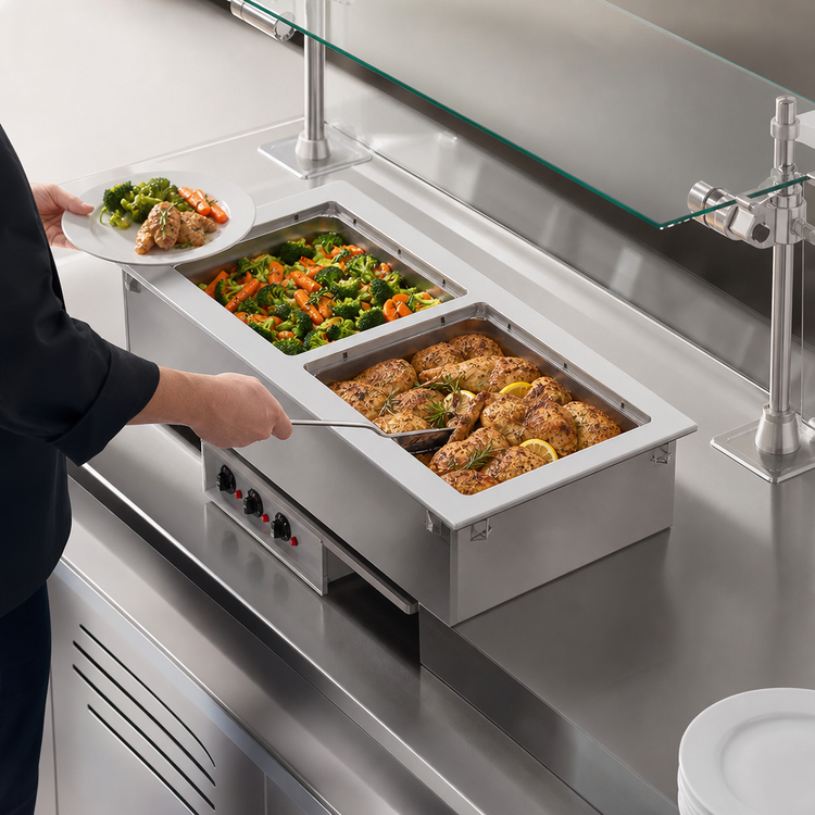 Product image #3 for Vollrath Short Side 2-Pan Drop-In Insulated Hot Well with Thermostatic Controls, 208-240V
