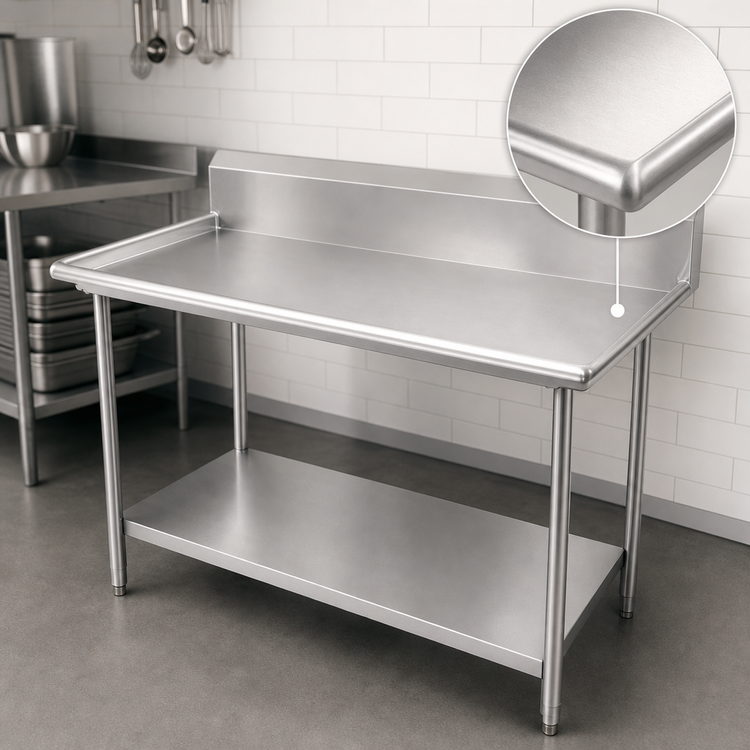 Product image #3 for John Boos Stainless Steel Sorting Table with 10-Inch Backsplash and Undershelf, 48-7/8 x 30-3/8 Inches
