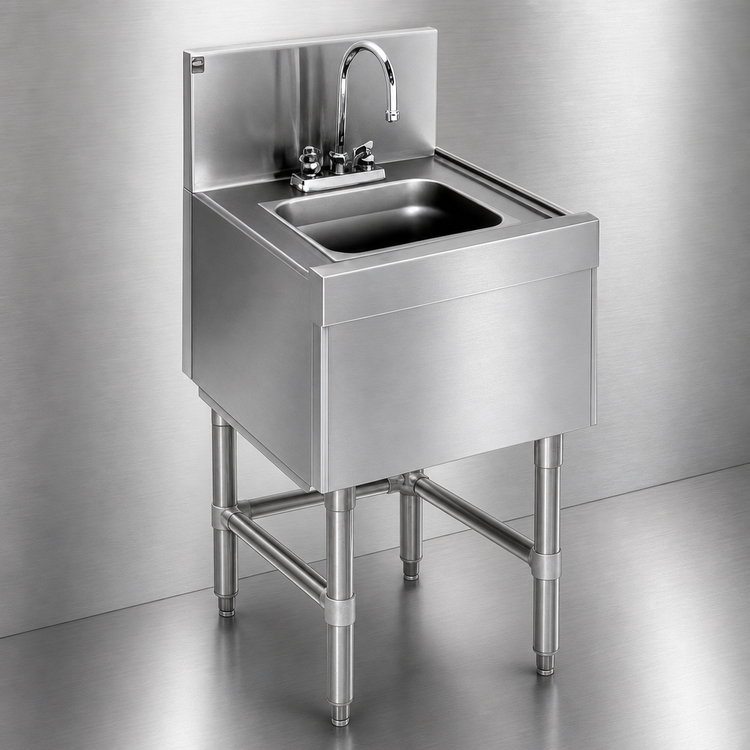Product image #3 for Eagle Group Spec-Bar 1-Compartment Freestanding Wet Waste Sink with Deck-Mount Gooseneck Faucet, 12 x 19 Inch