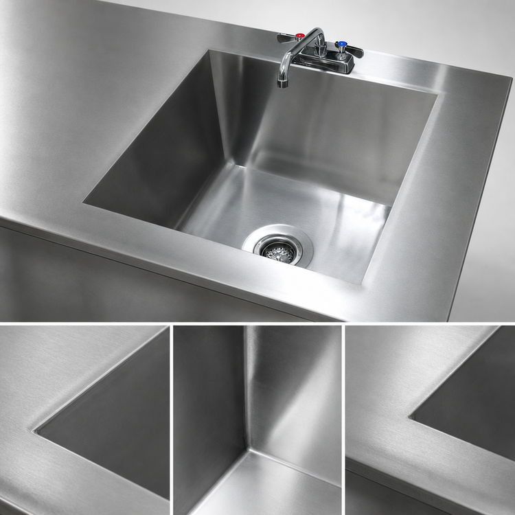 Product image #3 for Advance Tabco TA-11N Drop-In Single-Bowl Sink Welded Into Table Top with 18" x 18" x 14" Bowl and Faucet