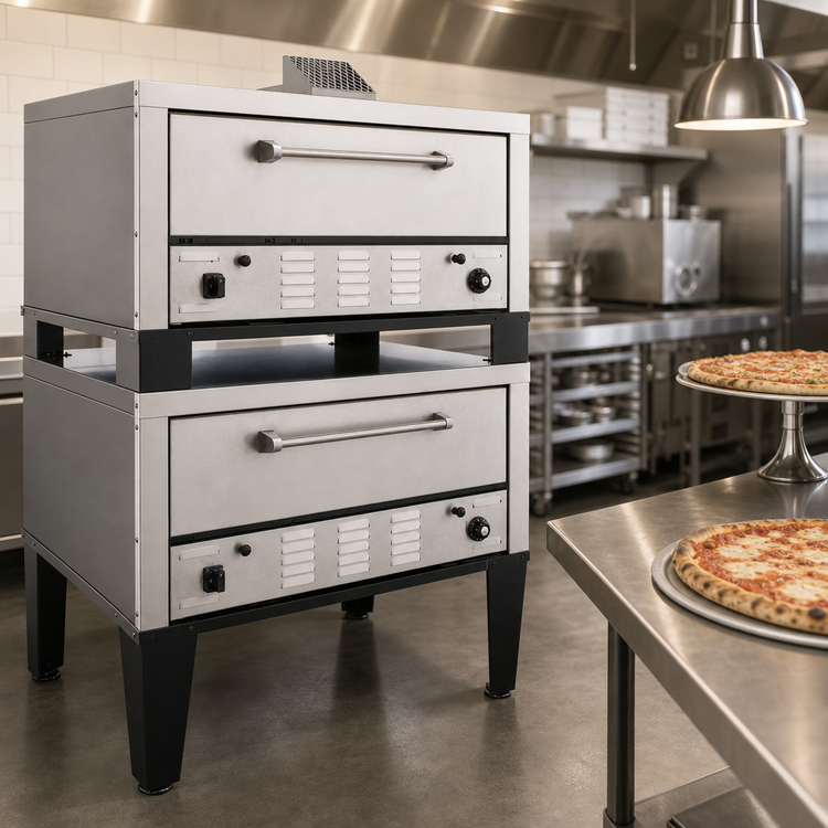 Product image #4 for Peerless CW42P Double-Stacked Gas Pizza Deck Oven with 42 x 32 Inch Stone Decks