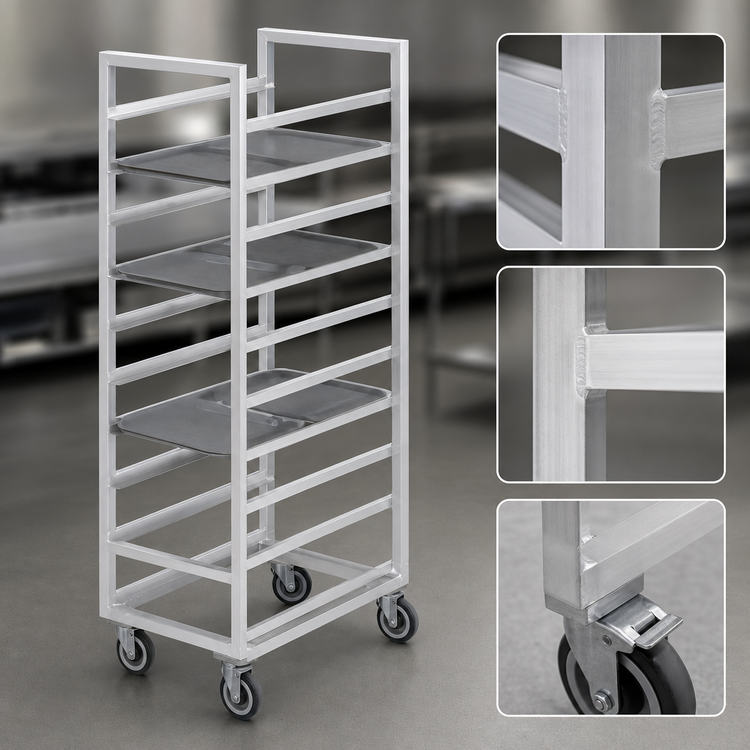 Product image #3 for Channel Manufacturing Aluminum Cafeteria Tray Rack, Single Section, End Load, 14-Tray Capacity