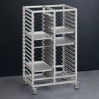 Thumbnail image #3 for Channel Manufacturing 422A6 Double-Section Aluminum Cafeteria Tray Rack, 28-Tray Capacity, Fits 18 x 26 Inch Trays, 4-Inch Spacing