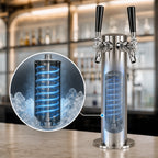 Thumbnail image #3 for Micro Matic USA D4743DTKR Countertop 1-Column Glycol-Cooled Draft Beer Tower, 2 Faucets, Polished Stainless Steel