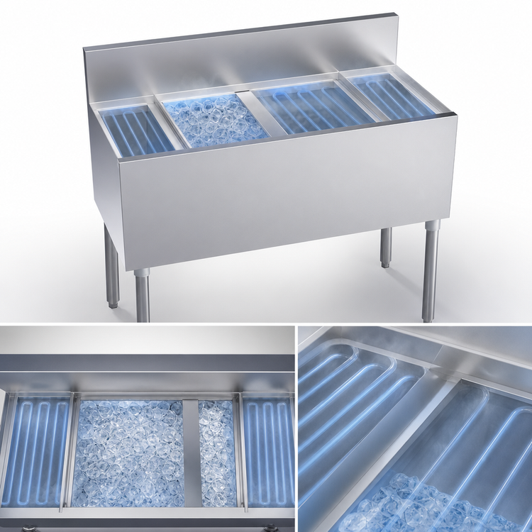 Product image #3 for Krowne Royal Series 40-Inch Underbar Speed Multi Station with 10-Circuit Cold Plate and 24-Inch Center Ice Bin