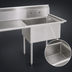Thumbnail image #3 for BK Resources 36-1/2 Inch 1-Compartment Stainless Steel Sink with Left Drainboard