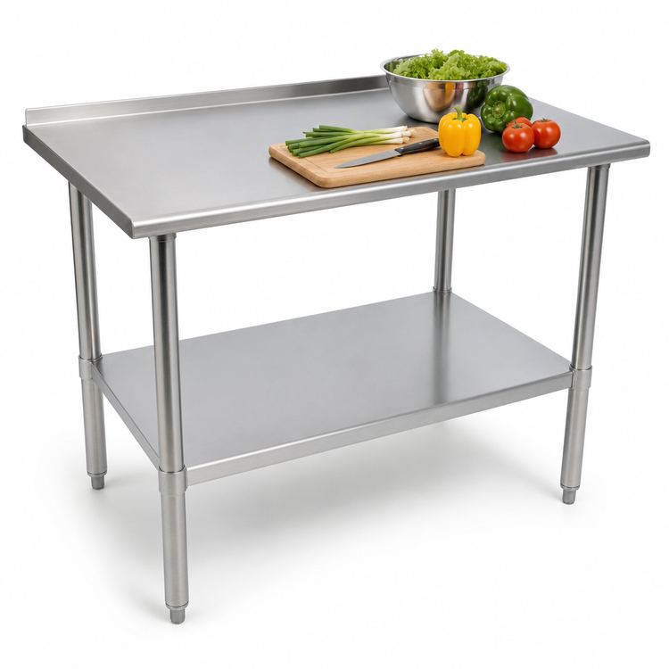 Product image #3 for John Boos Stallion 60-Inch x 30-Inch Stainless Steel Work Table with 1-1/2-Inch Rear Up-Turn and Adjustable Undershelf