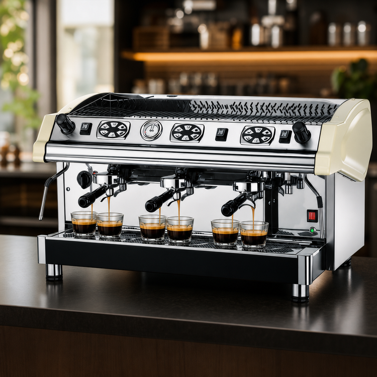 Product image #3 for CBC Royal Traditional TECNICA 3-Group Semi-Automatic Commercial Espresso Machine with Volumetric Touchpad