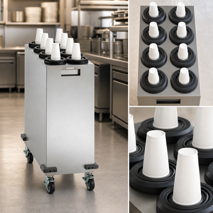 Product image #4 for Dispense-Rite Mobile Stainless Steel Cup Dispensing Cart with 8 Dispensers