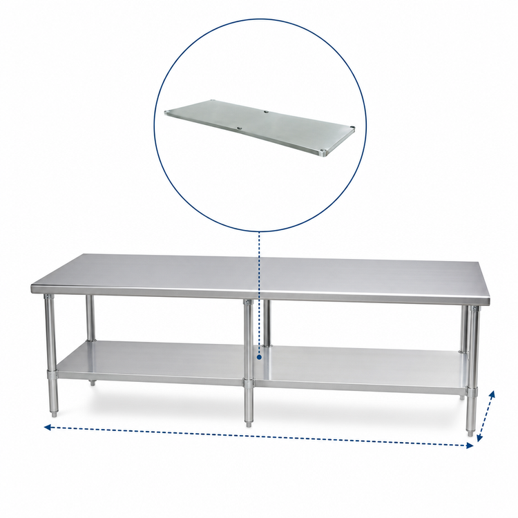Product image #3 for Advance Tabco Galvanized Work Table Undershelf for 120 Inch W x 36 Inch D Tables