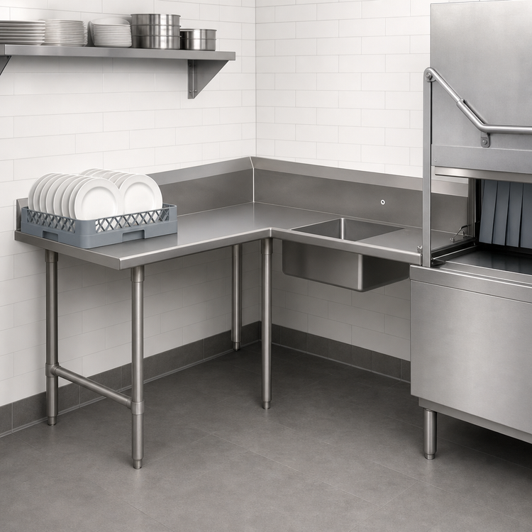 Product image #3 for John Boos Pro-Bowl L-Shaped Corner Soiled Dishtable, Left-to-Right, 60 x 108 Inches, 16-Gauge Stainless Steel