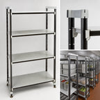 Thumbnail image #3 for Cambro Camshelving® Elements EST216081S4480 4-Shelf Solid High-Density Top-Rail Stationary Starter Shelving, 21 x 60 x 81 in.