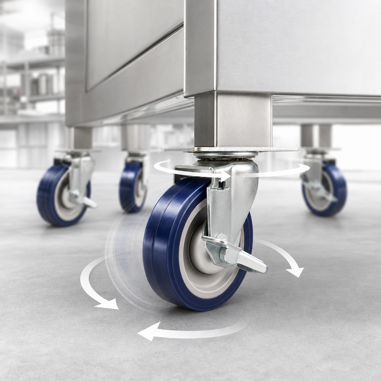 Product image #3 for Krowne Economy Series 5-Inch Swivel Plate Caster Set with Brakes, 4-Pack