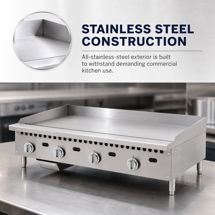 Product image #3 for Migali Competitor Series 48-Inch Commercial Countertop Natural Gas Griddle with Thermostatic Controls