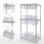 Thumbnail image #3 for Quantum WR74-2436C-22D 36-Inch Chrome Stationary Wire Shelving Stencil Unit with 3 Shelves and 22 Dividers