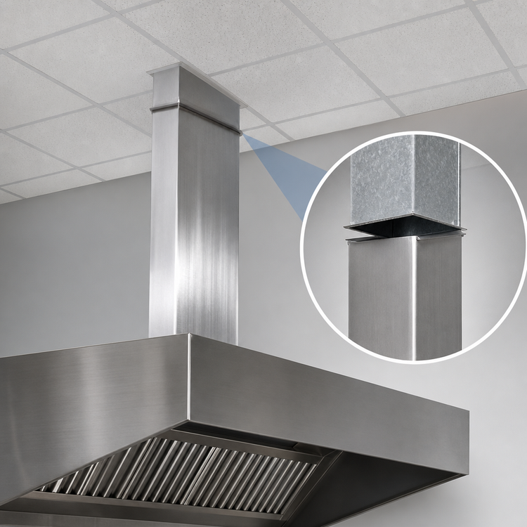 Product image #3 for Advance Tabco 60-Inch Stainless Steel Ventilation Riser with Adjustable Ceiling Trim Collar