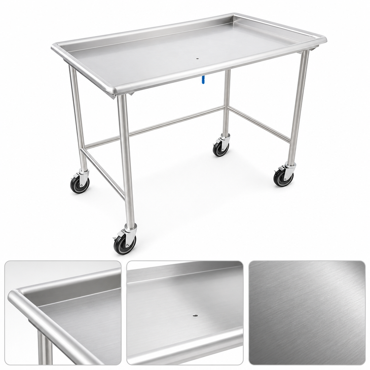 Product image #3 for John Boos 72-7/8 Inch x 30-3/8 Inch Stainless Steel Dish Sorting Table with Raised Edge and Locking Casters