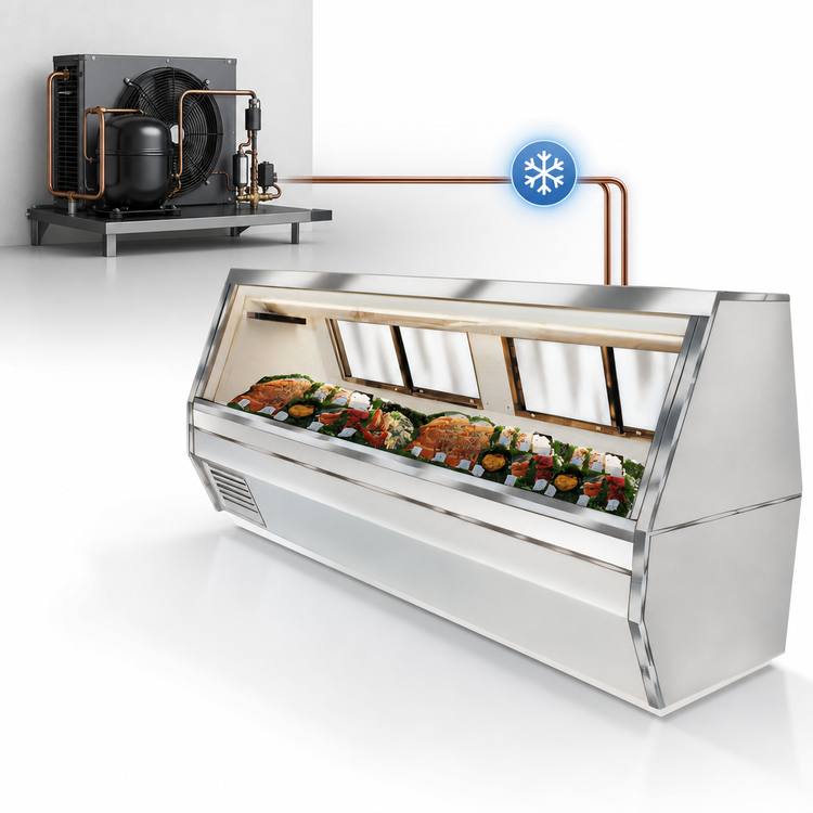 Product image #3 for Howard-McCray 35 Series Double Duty Remote Fish and Poultry Refrigerated Display Case, 95 Inch, Stainless Steel, LED