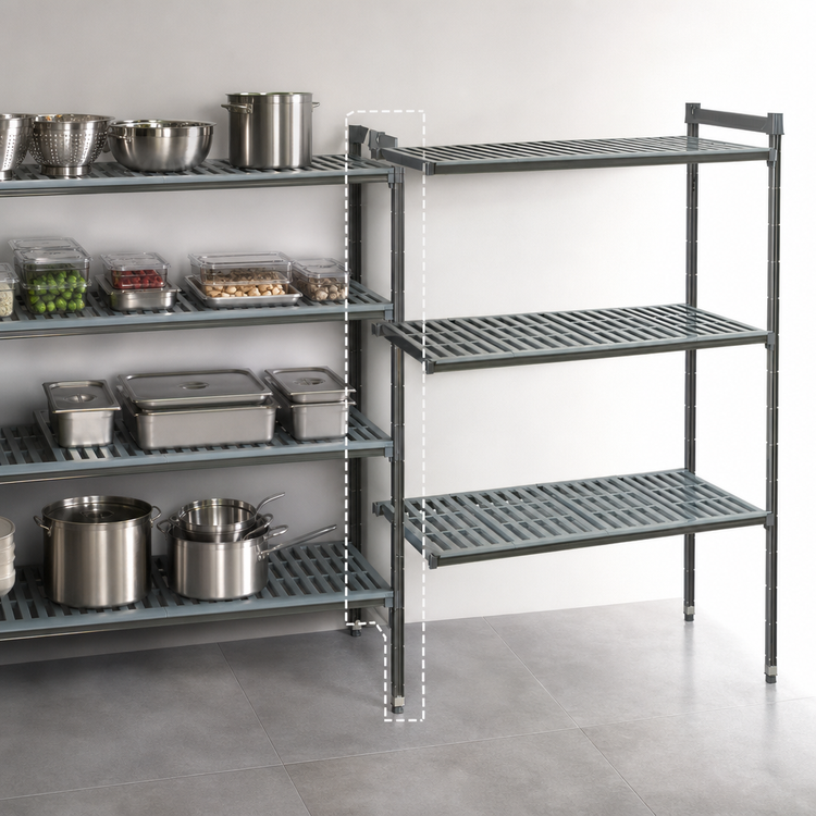Product image #3 for Cambro Camshelving Basics Plus 4-Tier Vented Polymer Add-On Unit, 30-Inch Wide x 24-Inch Deep x 64-Inch High, Brushed Graphite