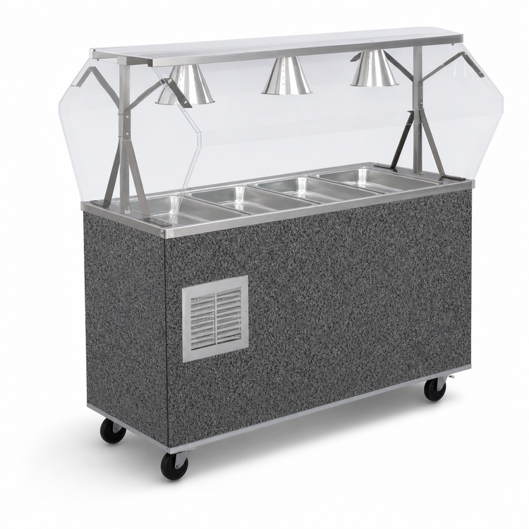 Product image #3 for Vollrath 2-Series Affordable Portable Refrigerated Cold Food Pan Buffet Station with Clear Acrylic Breath Guard and Granite Wrapper