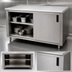 Thumbnail image #3 for Advance Tabco 96-Inch x 24-Inch Enclosed Stainless Steel Work Table with Cabinet Base, Mid-Shelf and Sliding Doors